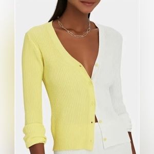 Staud Shoko Colorblock Knit Cardigan Sweater